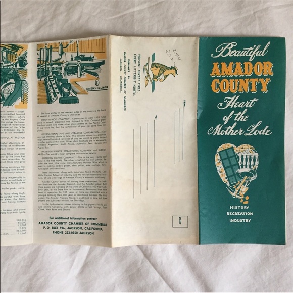 1960’s California Illustrated Amador County Map - Picture 5 of 5